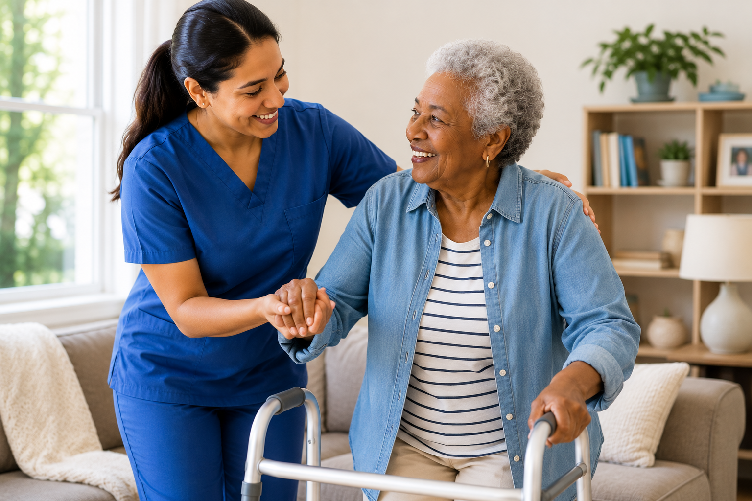 Home Care Iowa caregiver assisting an elderly client